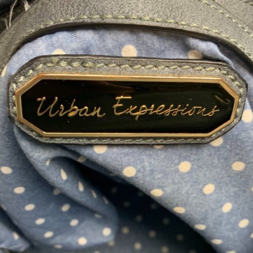 Urban Expressions Distressed Gray/Blue Certified Vegan Satchel - Picture 4 of 8